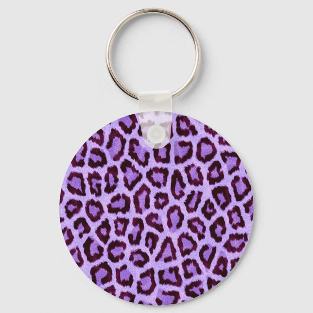 Trendy Purple Leopard Pattern Keychain (Front)