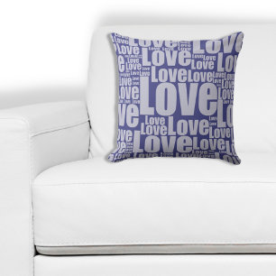 Trendy Purple Love Letters Typography Word Throw Pillow
