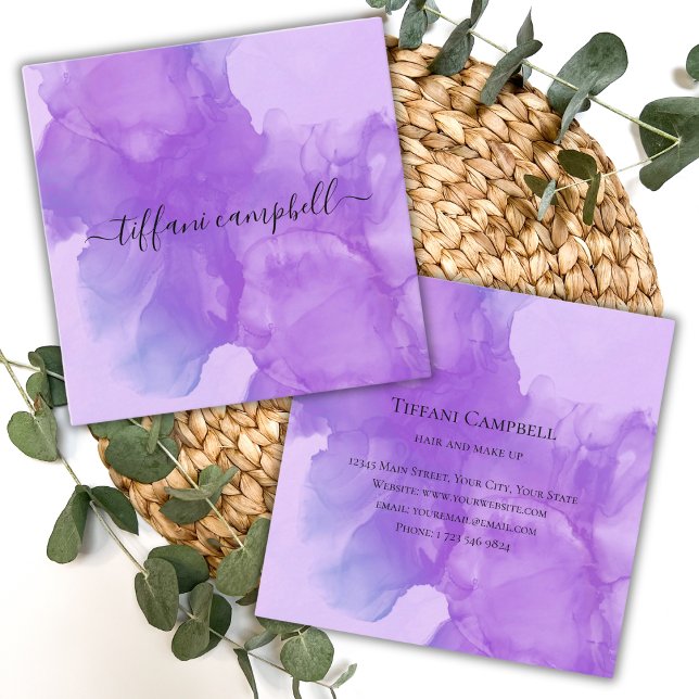 Trendy Purple Make Up Artist Square Business Card (Creator Uploaded)
