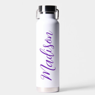 Trendy Purple Name Handwritten Script Custom Water Bottle