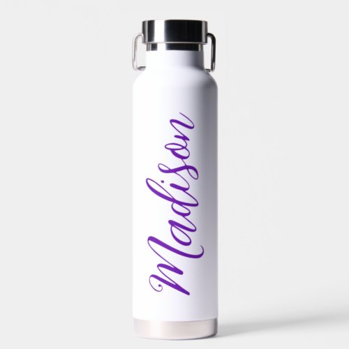 Trendy Purple Name Handwritten Script Custom Water Bottle