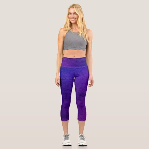 Trendy purple neon blue leather like yoga pants