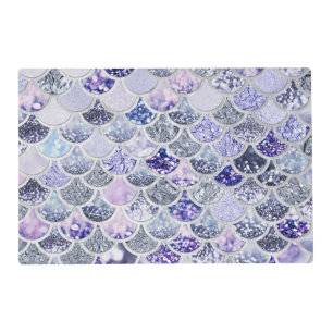 Trendy Purple Ombre Glitter Mermaid Fish Scales Placemat