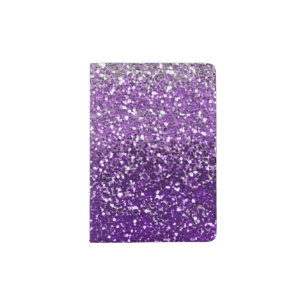 Trendy Purple Ombre Glitter Sparkly Passport Holder