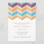Trendy Purple Orange &amp; Blue Chevron Birthday Invitation