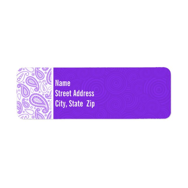Trendy Purple Paisley Label (Front)