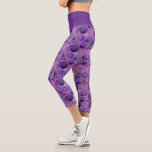 Trendy Purple Paisley Pattern Capri Leggings<br><div class="desc">Stay on trend with this ever-popular purple paisley pattern. The vibrant colors in this design range from deep purple to pastel lavender and white.  A matching purple wide waistband accents the top of the design. You'll love living in these leggings that are both comfortable and stylish.</div>