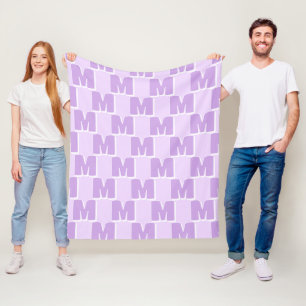Trendy Purple Personalized Initial  Fleece Blanket