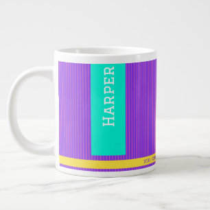 Trendy Purple Personalized Name Giant Coffee Mug