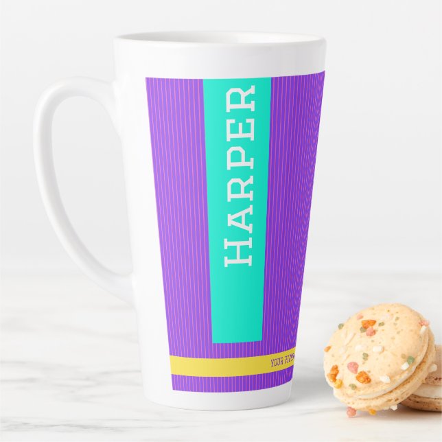 Trendy Purple Personalized Name  Latte Mug (In Situ)