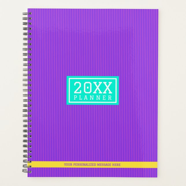 Trendy Purple Personalized Name & Monogram Planner (Front)