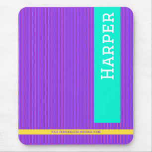 Trendy Purple Personalized Name Mouse Pad