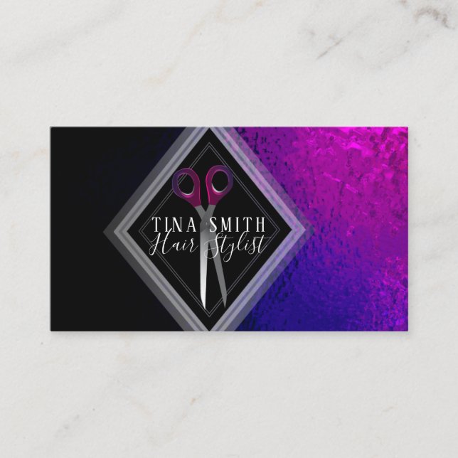 Trendy purple, pink and black appointment cards (Front)