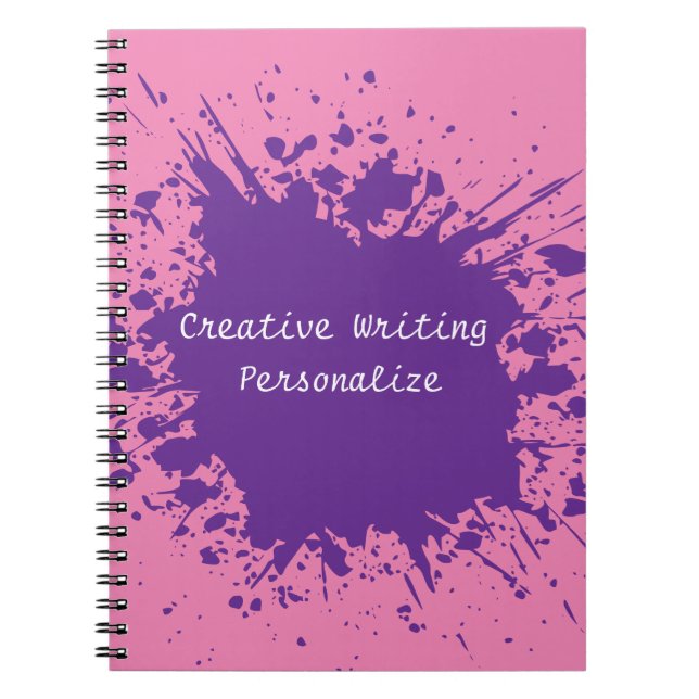 Trendy Purple Pink Creative Writing Personalized Notebook (Front)