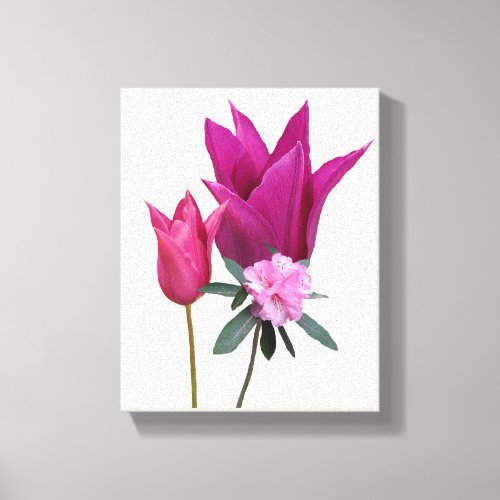 Trendy purple pink Dutch tulip flowers fine art  Canvas Print