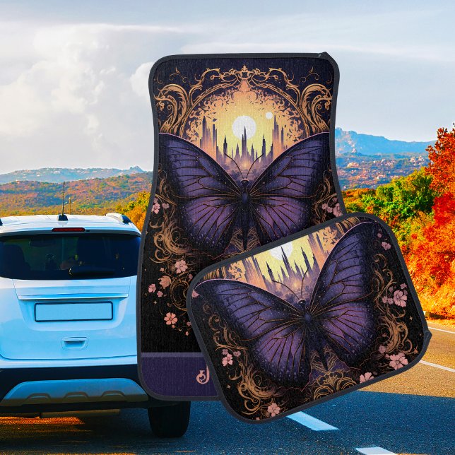 Trendy Purple Pink Yellow Butterfly Car Floor Mat (Trendy Purple Pink Yellow Butterfly Car Floor Mat)