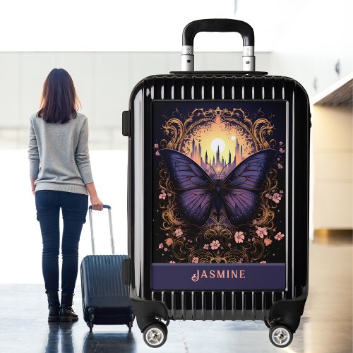 Trendy Purple Pink Yellow Butterfly Luggage