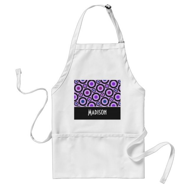 Trendy Purple Polka Dot Adult Apron (Front)