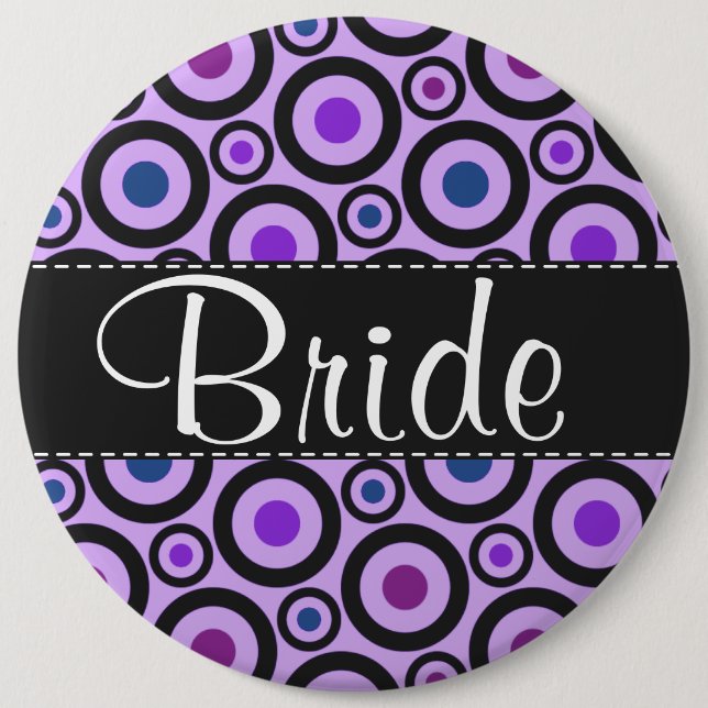 Trendy Purple Polka Dot Pinback Button (Front)