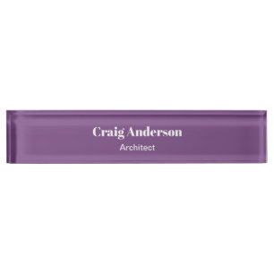 Trendy Purple Professional Plain Modern Elegant Desk Name Plate