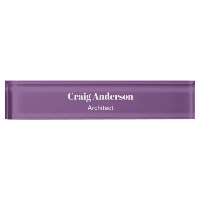 Trendy Purple Professional Plain Modern Elegant Desk Name Plate (Front)