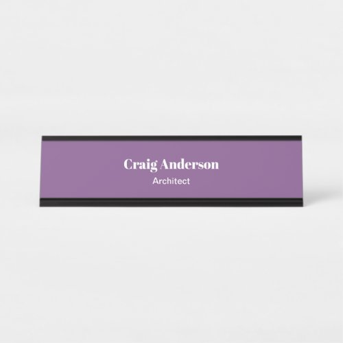 Trendy Purple Professional Plain Modern Elegant Desk Name Plate