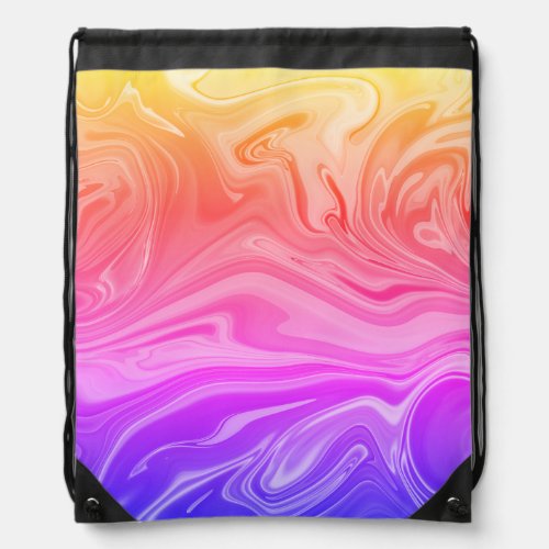 Trendy Purple Red Yellow Abstract Drawstring Bag