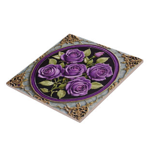 Trendy Purple Roses Beautiful Collection Ceramic Tile