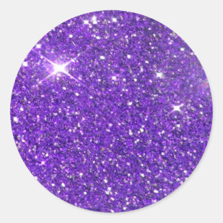Trendy Purple Sparkling Glitter Glitz Classic Round Sticker