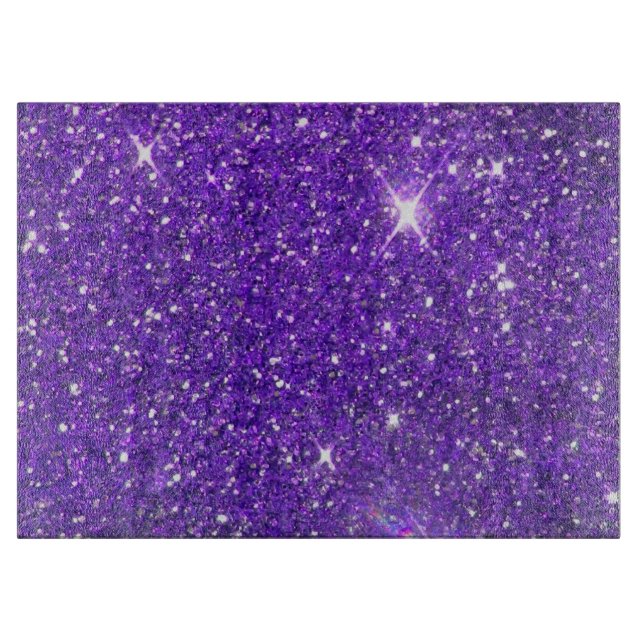 Trendy Purple Sparkling Glitter Glitz Cutting Board (Front)