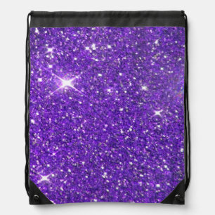 Trendy Purple Sparkling Glitter Glitz Drawstring Bag