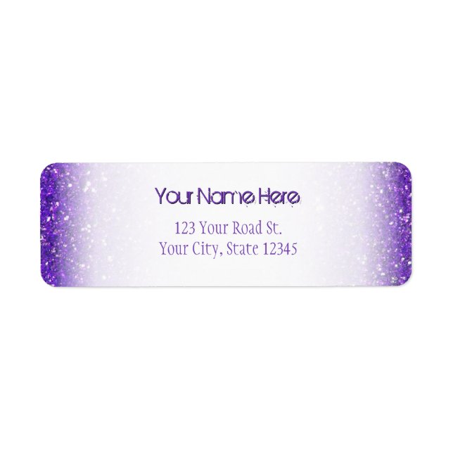 Trendy Purple Sparkling Glitter Glitz Label (Front)