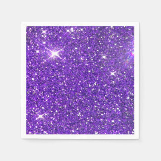 Trendy Purple Sparkling Glitter Glitz Napkins
