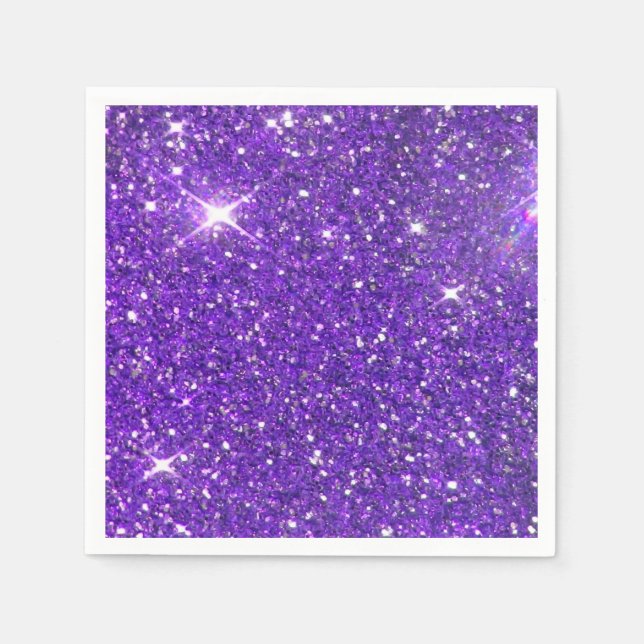Trendy Purple Sparkling Glitter Glitz Napkins (Front)