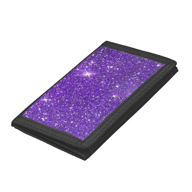 Trendy Purple Sparkling Glitter Glitz Trifold Wallet (Bottom)