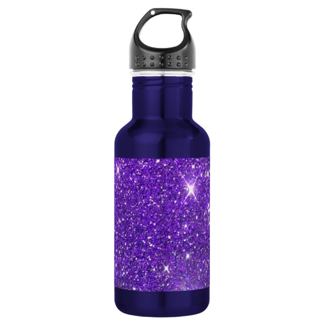 Trendy Purple Sparkling Glitter Glitz Water Bottle (Front)