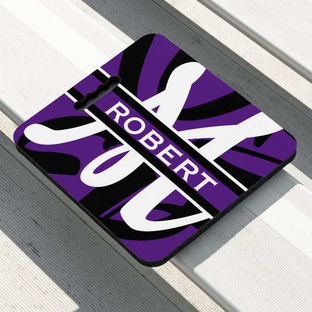 Trendy Purple Sports Monogrammed Stadium Seat Cushion (In Situ)