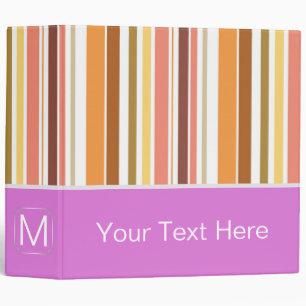 Trendy Purple Stripes Pattern. Custom Monogram 3 Ring Binder