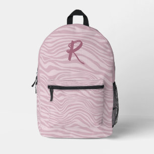 Trendy Purple Zebra Pattern Waves Personalized Printed Backpack