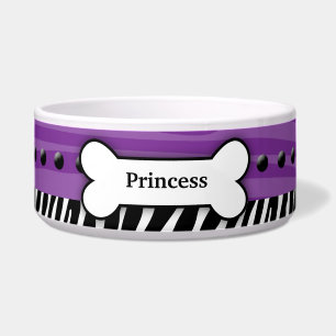 Trendy Purple Zebra Stripe Pet Dog Food Bowl
