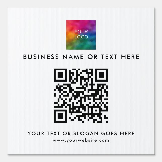 Trendy QR Code Company Business Logo Modern Yard Sign (Front)