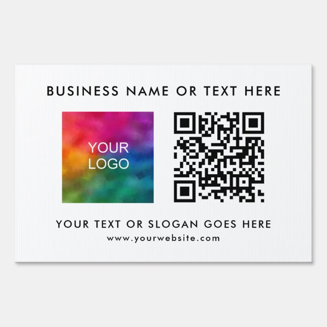 Trendy QR Code Company Business Logo Modern Yard Sign (Front)