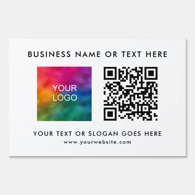 Trendy QR Code Company Business Logo Modern Yard Sign Zazzle