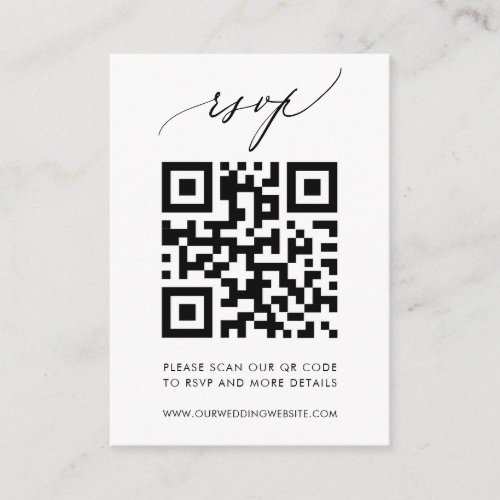 Trendy QR Code Elegant Calligraphy Wedding RSVP Enclosure Card