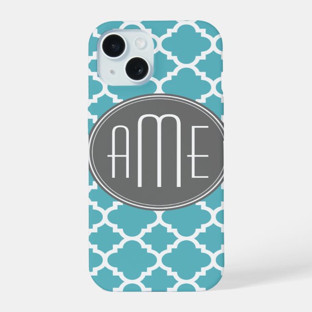Trendy Quatrefoil Pattern Custom Triple Monogram Iphone Case (Back)