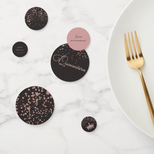 Trendy Quinceanera Party Decor Rose Gold Glam Confetti Zazzle Com