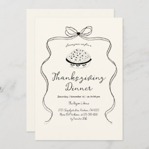Trendy Quirky Hand Drawn Wavy Pie Thanksgiving Invitation