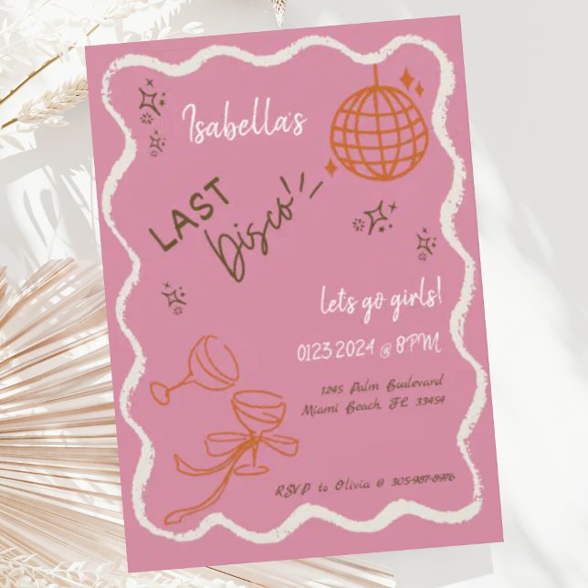 Trendy Quirky Wavy Hand Draw Bachelorette Party Invitation (Creator Uploaded)