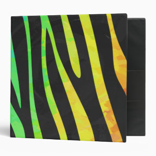 Trendy Rainbow and Black Zebra Animal Print on ele 3 Ring Binder