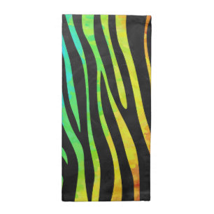 Trendy Rainbow and Black Zebra Animal Print on ele Napkin